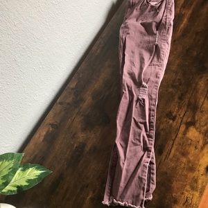 Express Rose Pink Stretch Mid Rise Ankle Leggings